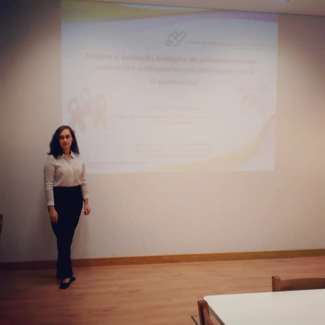 Sandrina defending her master dissertation in 2015