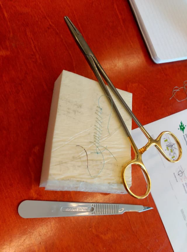 Suture training kit at FELASA course in Turku 2018