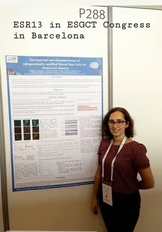 Sandrina presenting a scientific poster at ESGCT conference in Barcelona 2019