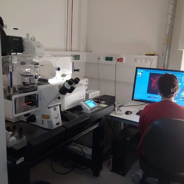 Sandrit at the confocal microscope room