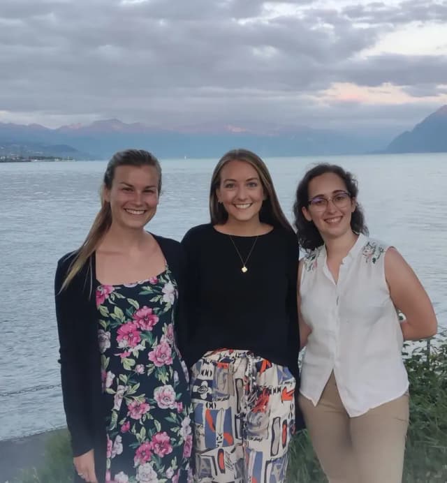 Sandrina with friends by the Lake Geneva for a Scientific retreat at Lausanne