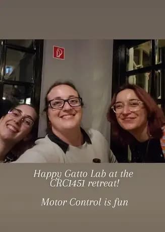 Sandrina at the Annual retreat of CRC 1451 2024 with Dr Graziana Gatto and Dr Ines Klein